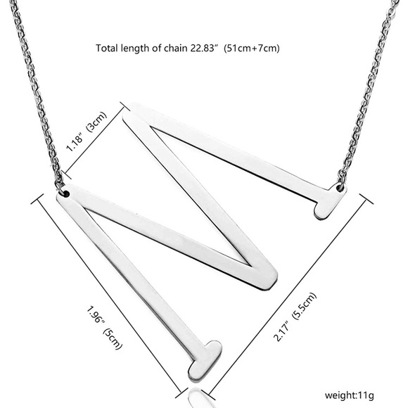 ✨• SILVER Woman’s NameInitial Necklace •| M | *NWT - Picture 4 of 8